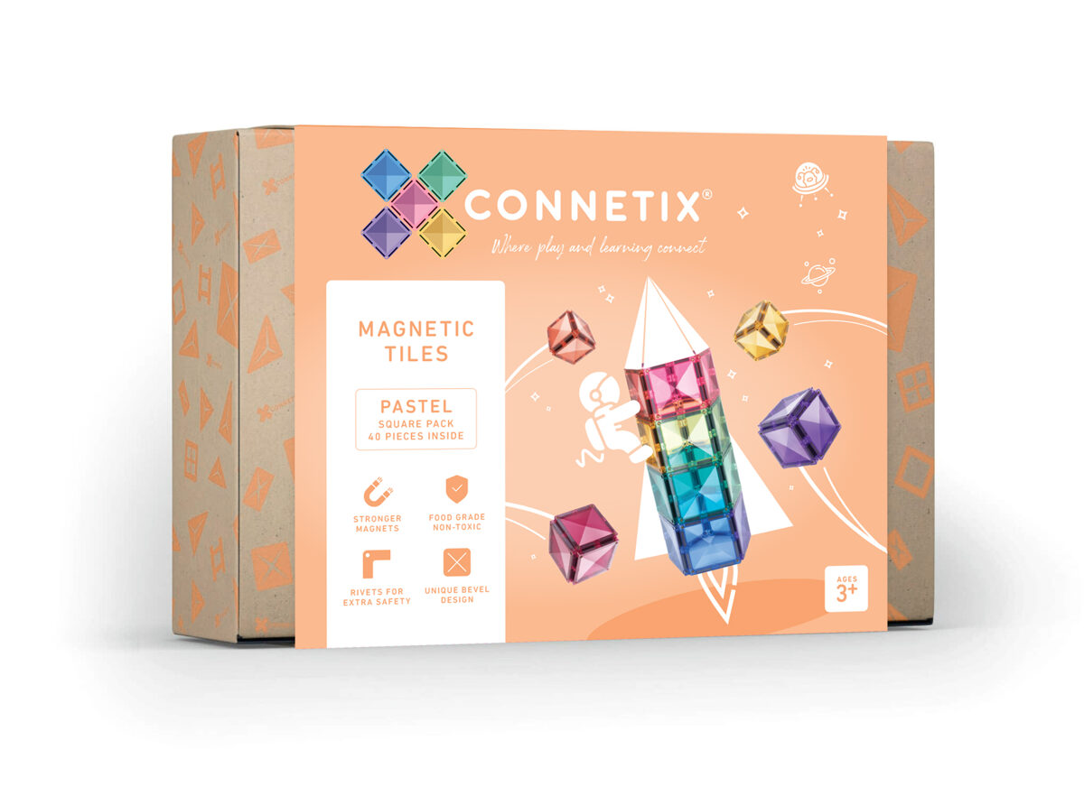 Magnētiskie klucīši - Connetix - PASTEL 40 gab.  Square pack 
