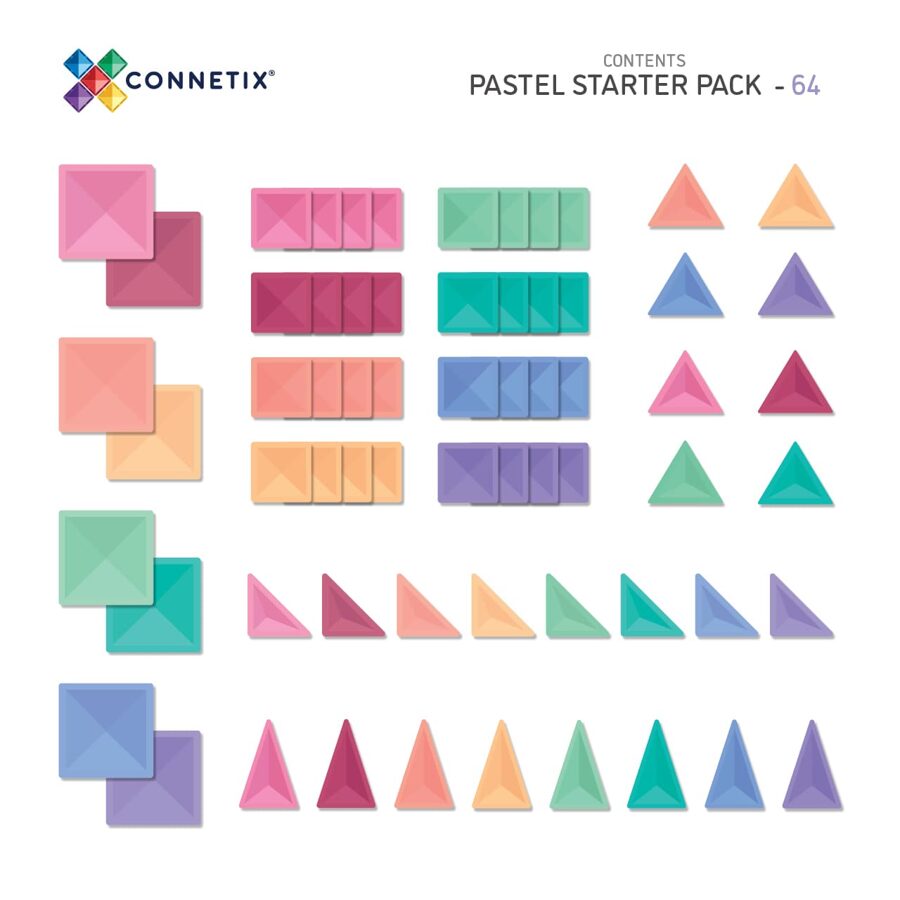 Magnētiskie klucīši - Connetix - Pastel Starter Pack 64 pc