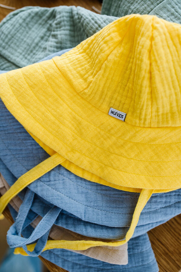 Muslīna sienama saules cepure - Citronu dzeltena