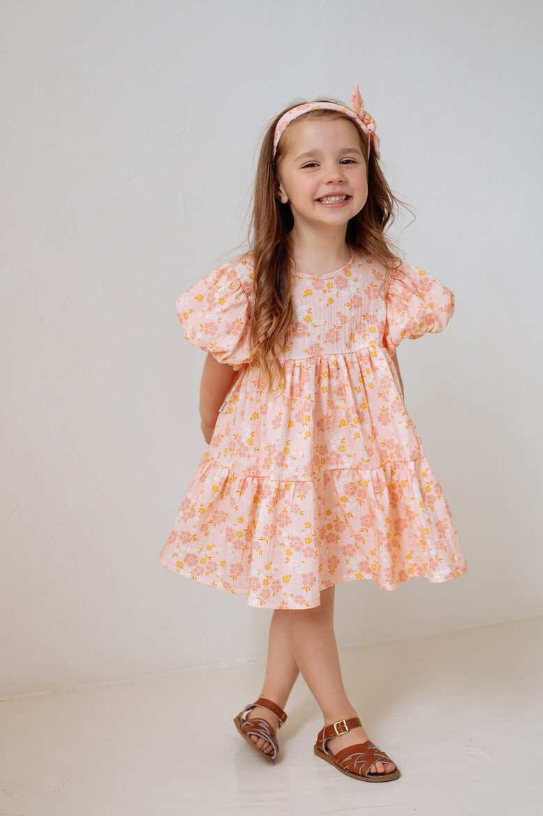 Girls Muslin Dress - Coral