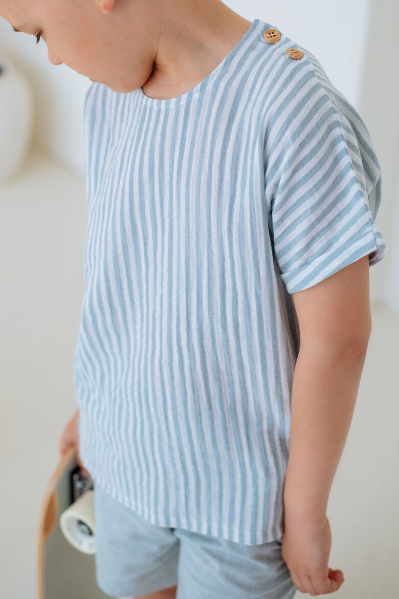 Musselinhemd – Mint Stripes