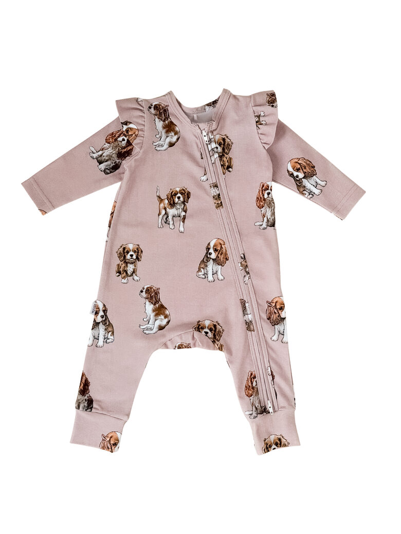 Baby Pajamas Cavalier Puppies - Pink