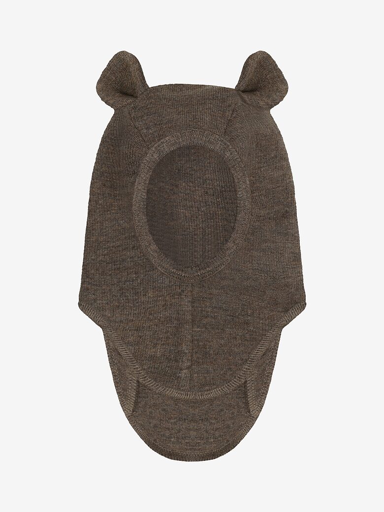 Merino Vilnas Balaklava ar Lāča Ausīm Rib - Brown Melange | HUTTEliHUT 460513-2152