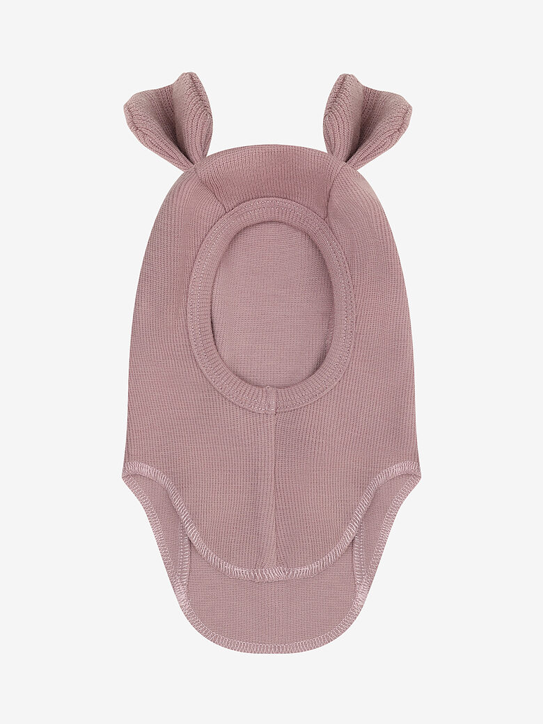 Merino Vilnas Balaklava ar Lāča Ausīm Rib - Woodrose | HUTTEliHUT 460513-4200