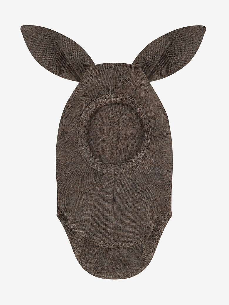 Merino Wool Rib Balaclava with Rabbit Ears - Brown Melange | HUTTEliHUT 460514-2152