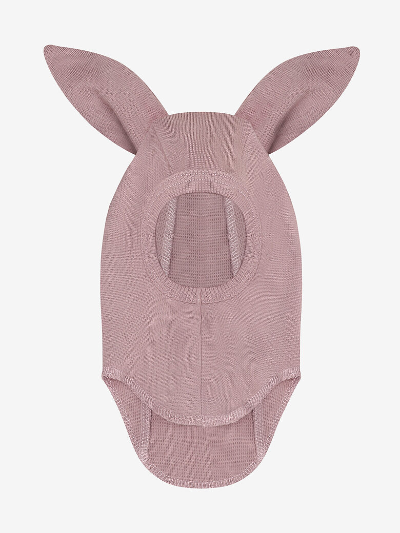 Merino Vilnas Balaklava ar Zaķa Ausīm Rib - Woodrose | HUTTEliHUT 460514-4200