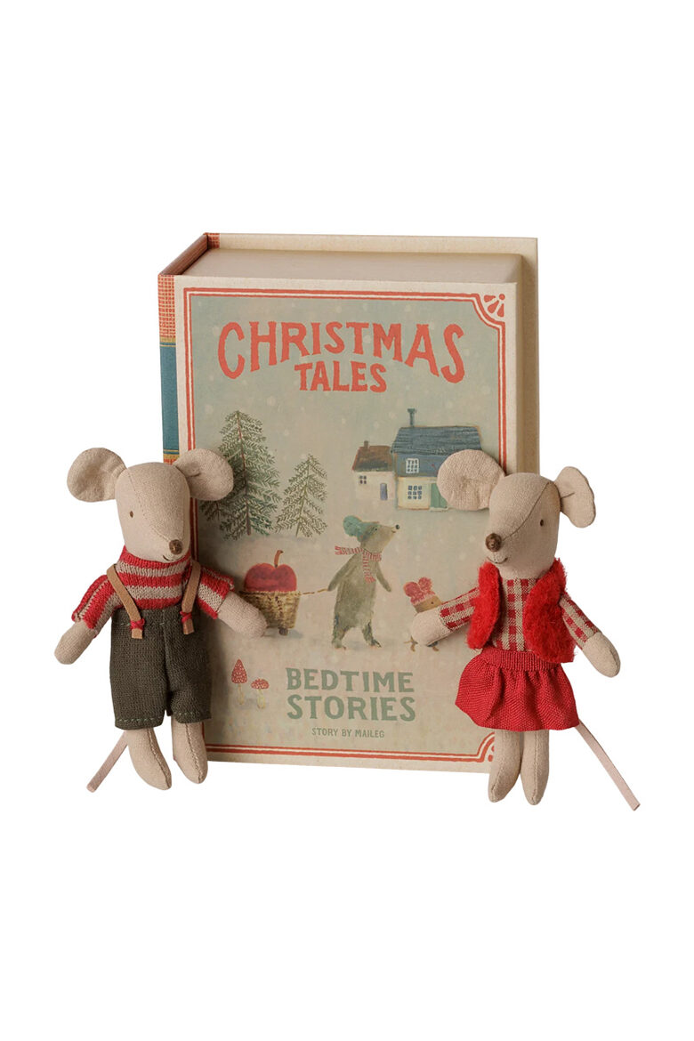 Christmas Twin Mice in Book, Little Sister and Brother - Multi | Maileg 14-6701-00
