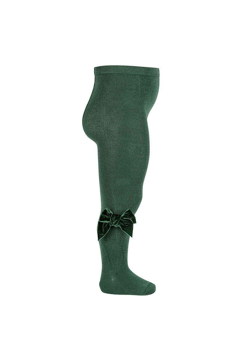 Kokvilnas zeķubikses ar velveta banti sānos - Bottle Green