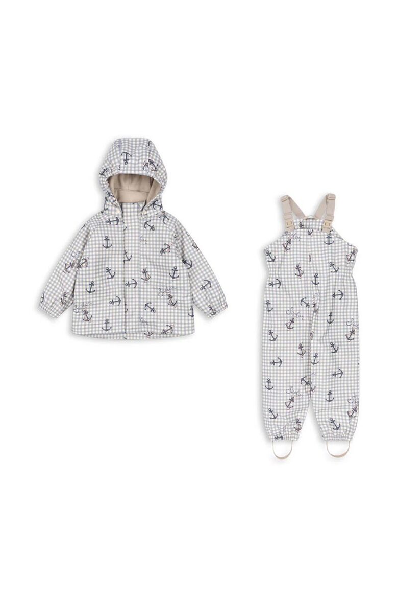 Rainy Palme Rain Set for Kids - Sailor Check - Konges Slojd