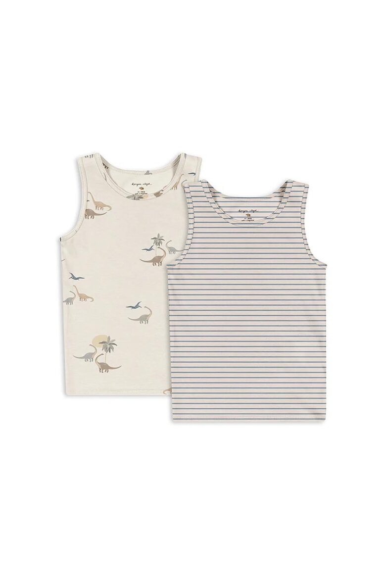 Basic 2-Pack Boys’ Tank Tops - Kubi / Stripe Bluie - Konges Slojd