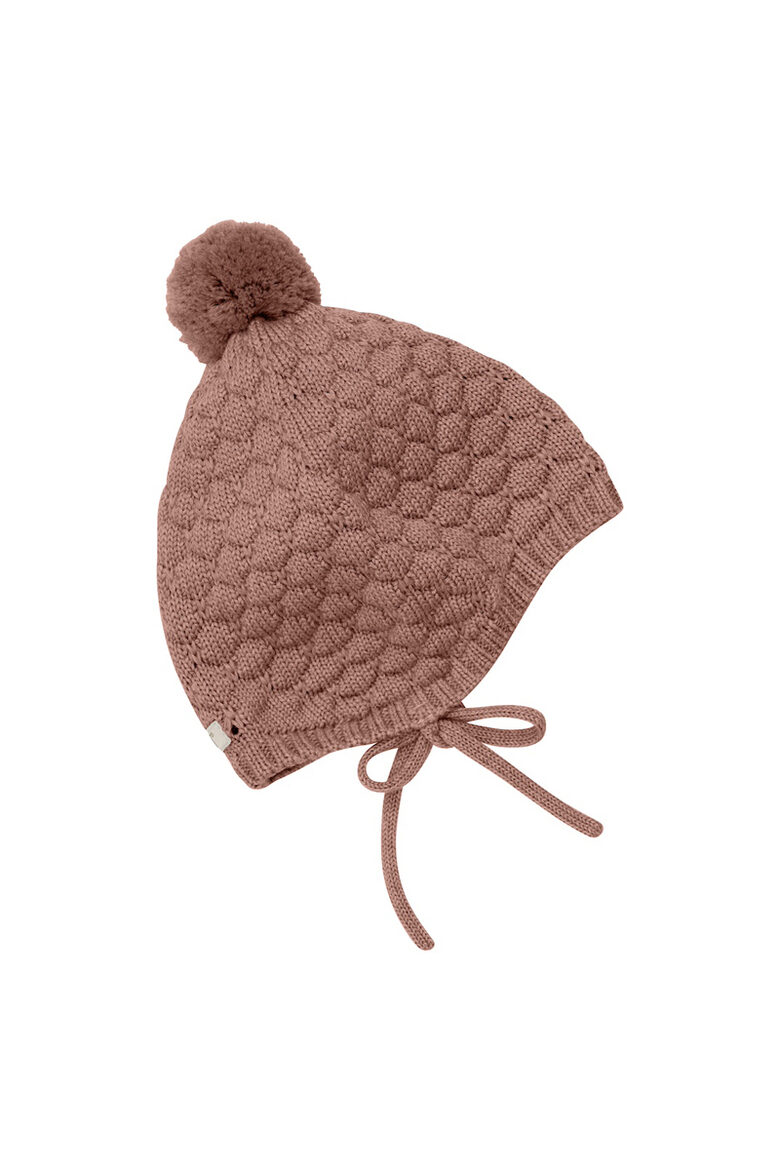 Bonnet Wool Knit Pompom - HUTTEliHUT - Burlwood