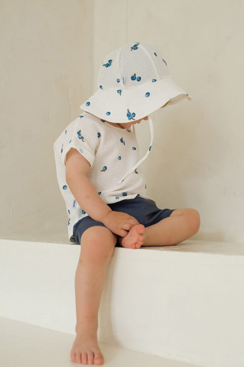 Baby Muslin Sun Hat - Blueberries