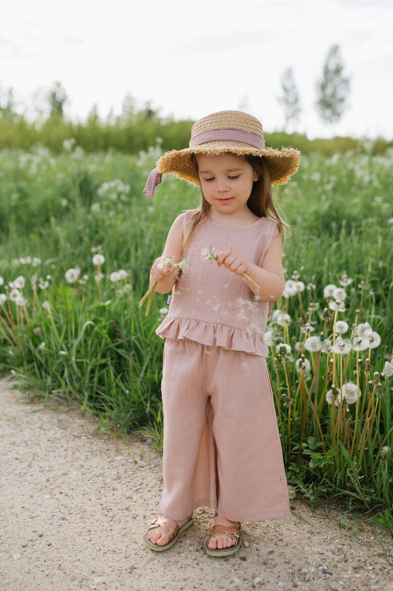 Wide Linen Pants Rose