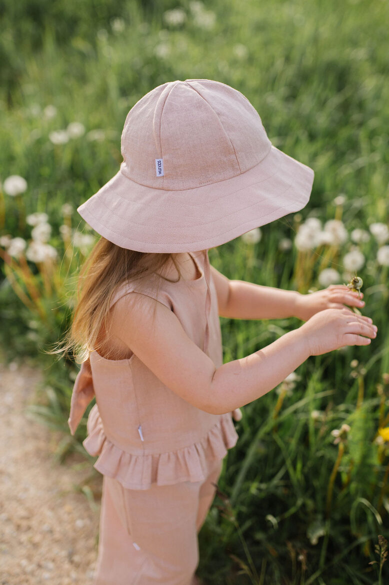 Kids Linen Sun Hat - Rose
