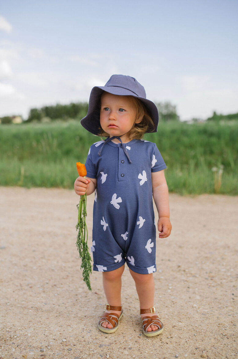 Baby Romper Dark Blue With Birds