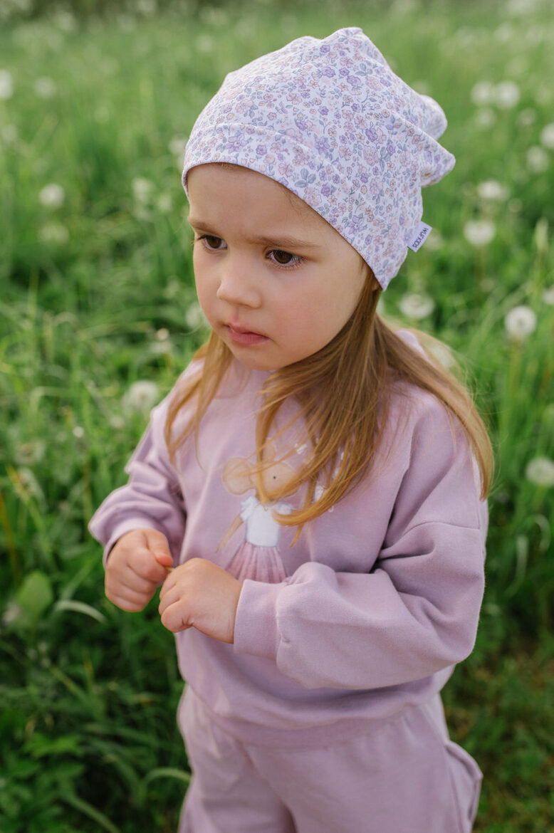 Kids Lightweight Beanie Hat - Daydream With Floral Print