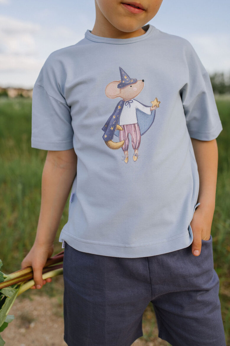 Bērnu Krekls - Pele Burvis / Gaiši Zils