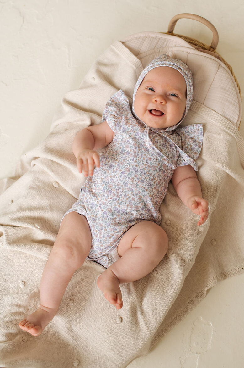 Baby Bodysuit with Ruffles – “Daydream” Floral Print