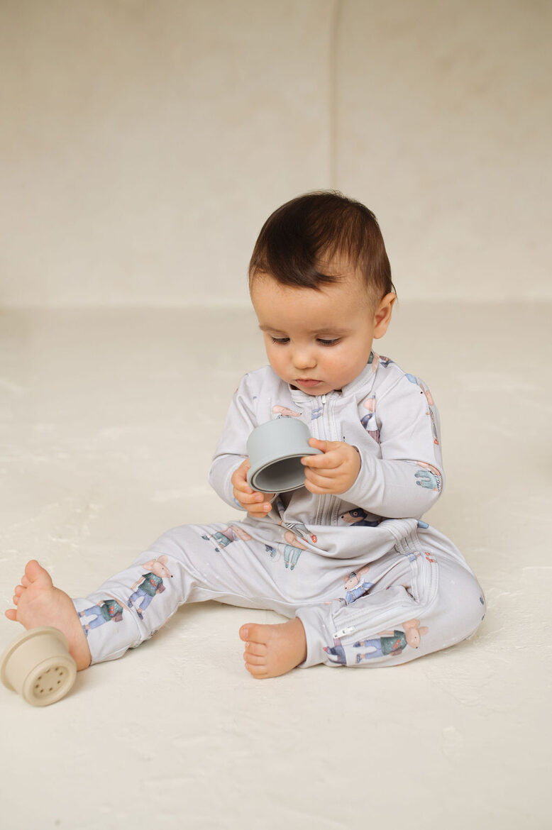 Baby Pyjamas Light Grey - Little Mouse