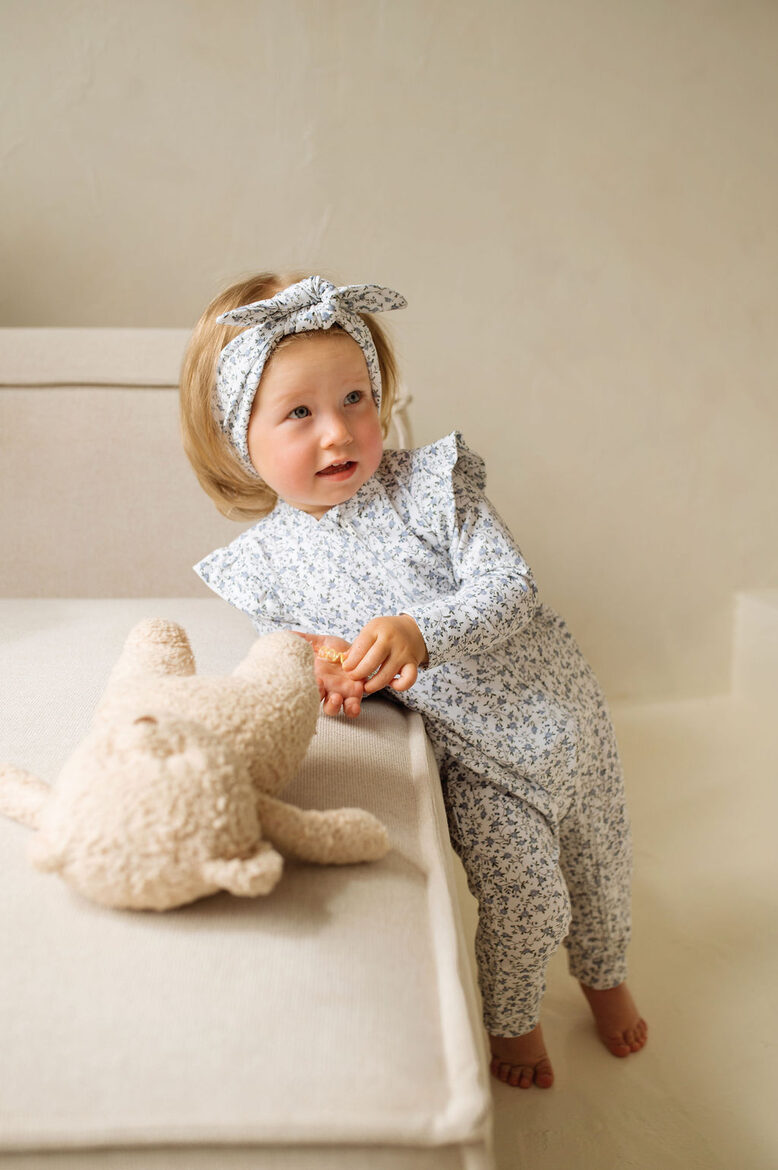 Baby Pyjama Blue Blossom With Blue Floral Print