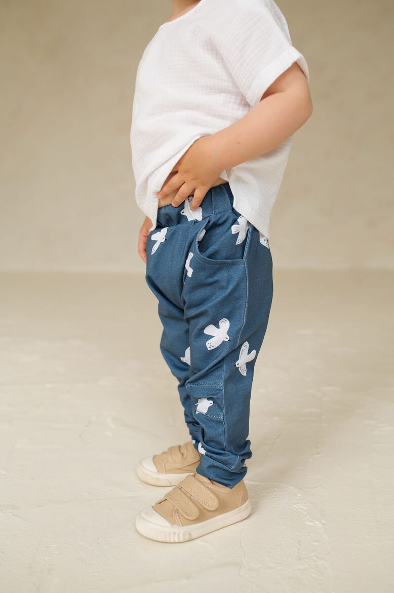 Children's Pants Dark Blue With Birds