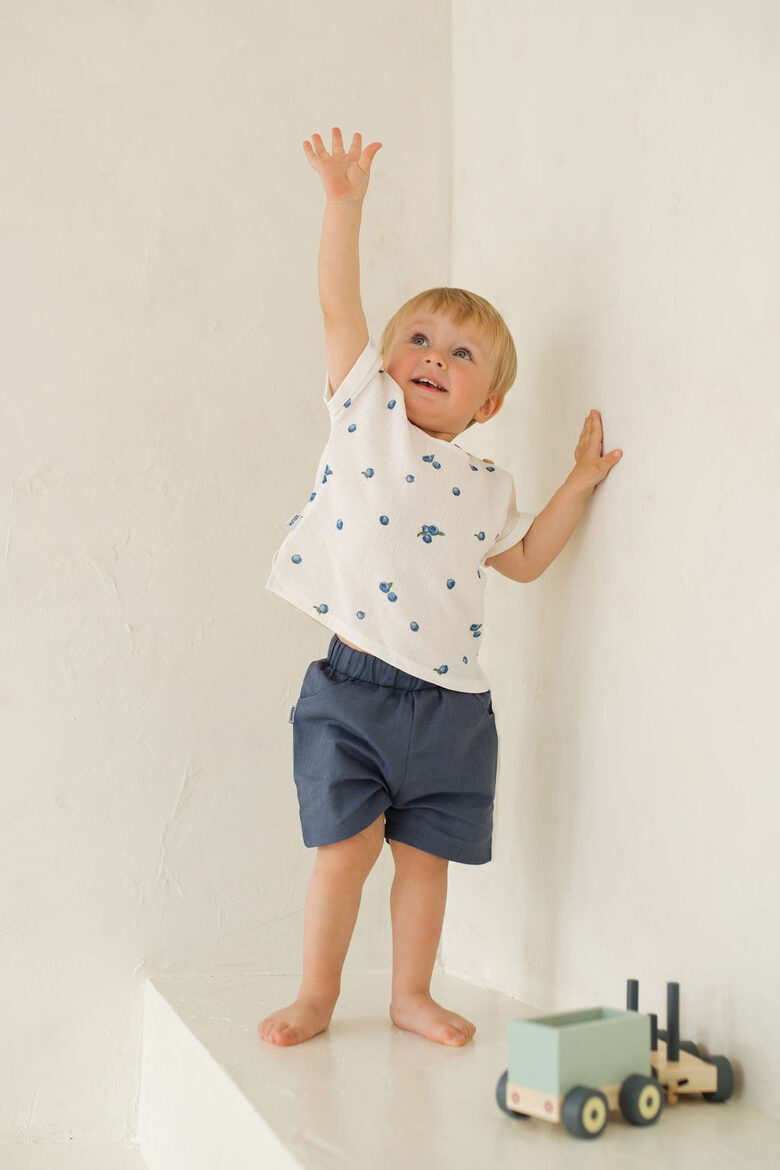 Dark Blue Linen Shorts for Children
