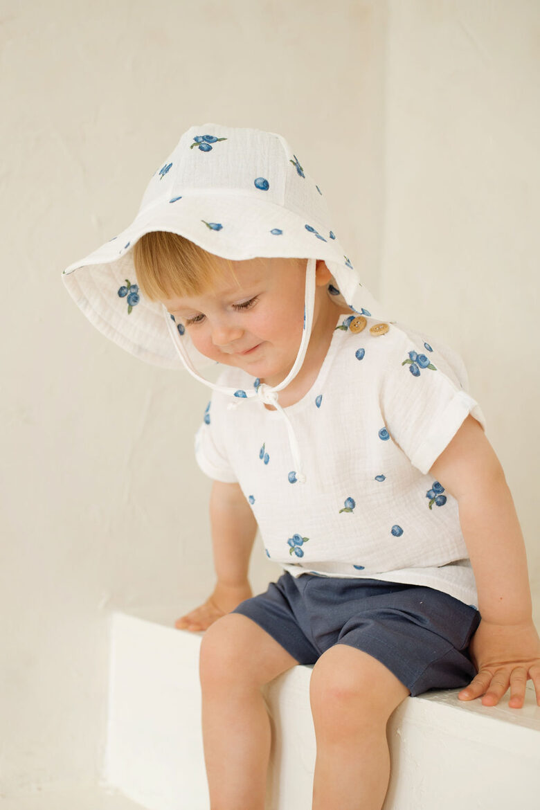 Muslin Shirt - White with Blueberries
