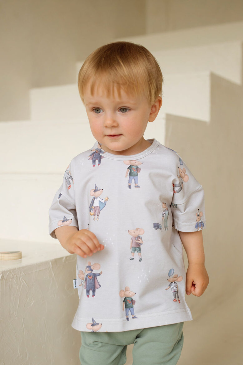 Boys shirt - Grey with mouse