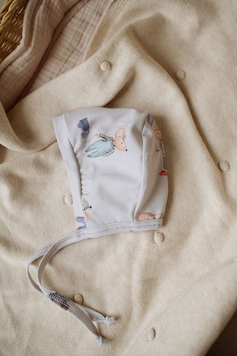 Baby Bonnet Little Mouse - Light Grey
