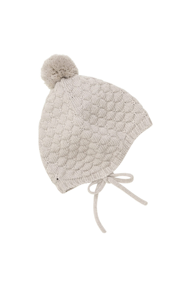Bonnet Wool Knit Pompom - HUTTEliHUT - Sand Melange