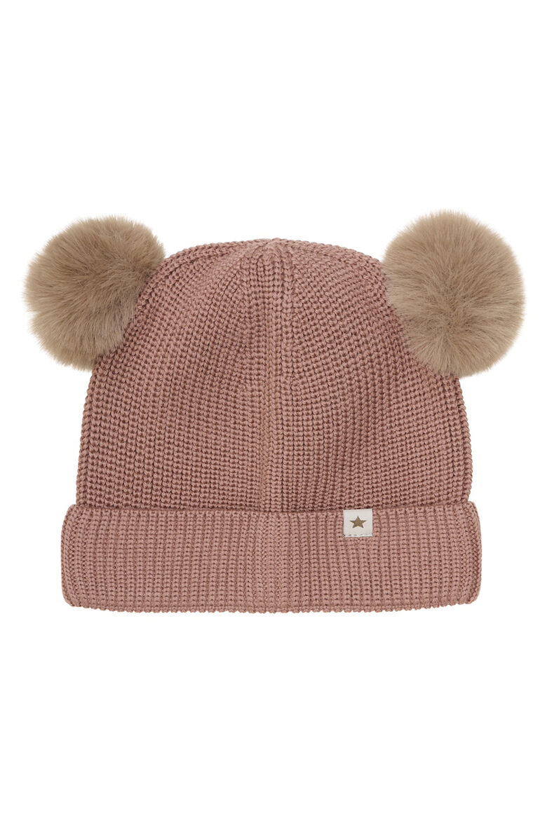 Beanie Wool Knit Pompoms - HUTTEliHUT - Burlwood