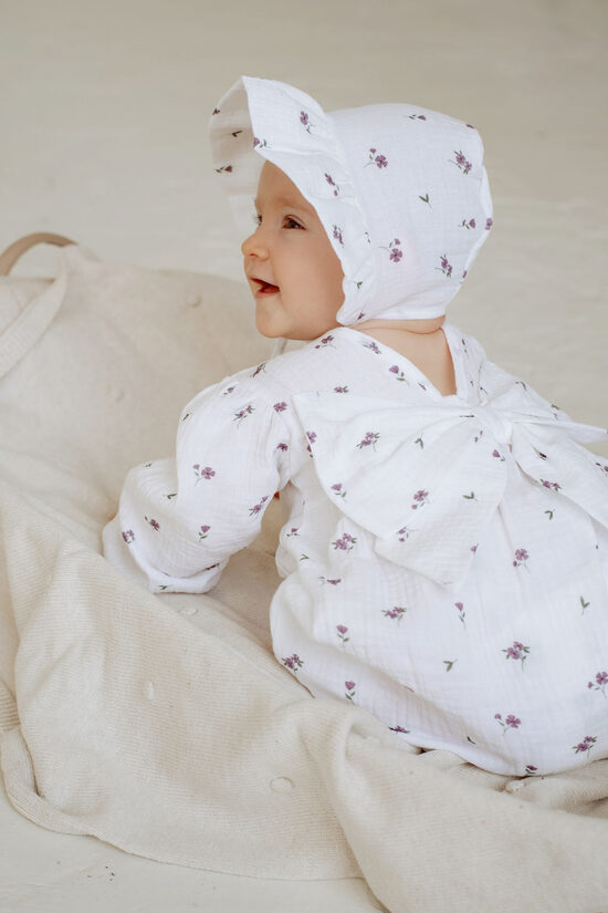 Muslin Bonnet - White Floral