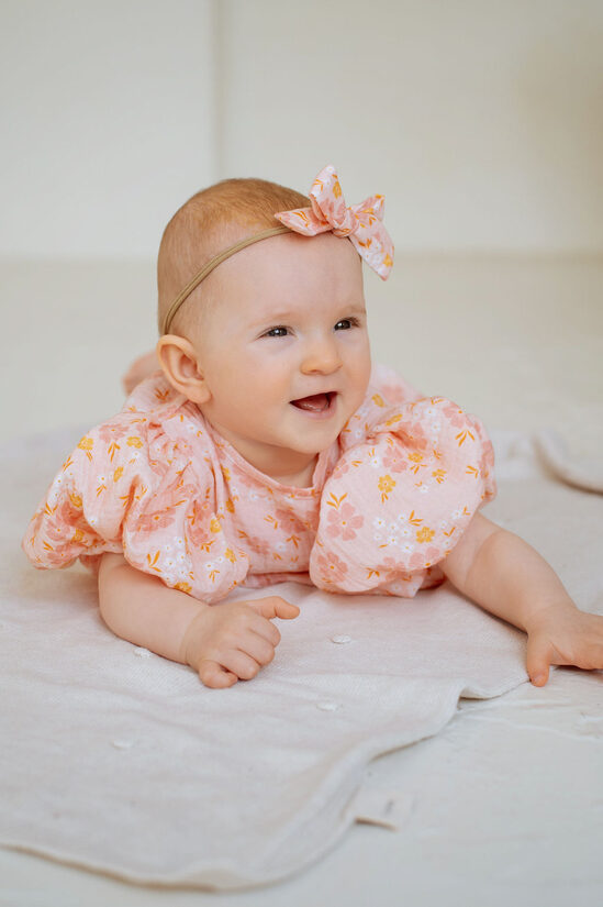 Muslin Head Bow - Coral