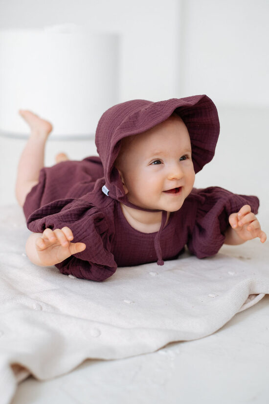 Muslin Bonnet - Burgundy