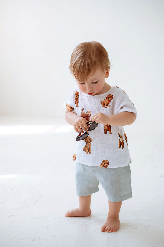 Muslin Shirt - Toy Poodles / White