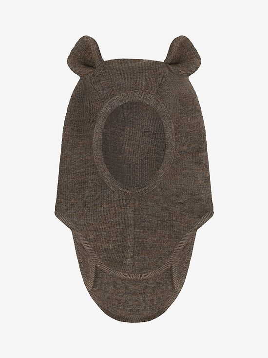 Merino Vilnas Balaklava ar Lāča Ausīm Rib - Brown Melange | HUTTEliHUT 460513-2152