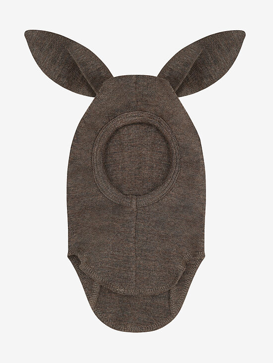 Merino Vilnas Balaklava ar Zaķa Ausīm Rib - Brown Melange | HUTTEliHUT 460514-2152