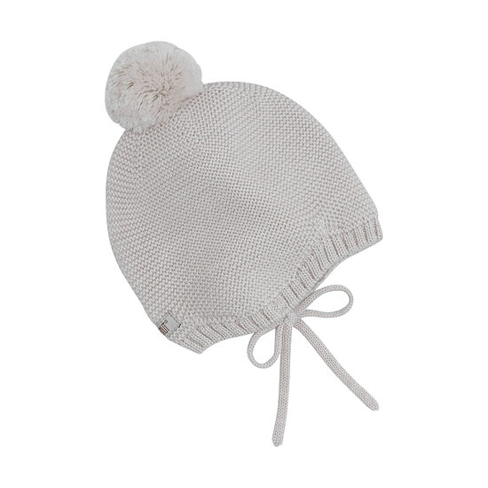 Mazuļu Adīta Merino Vilnas Cepure ar Bumbuli - Sand Melange | HUTTEliHUT 460550-2601
