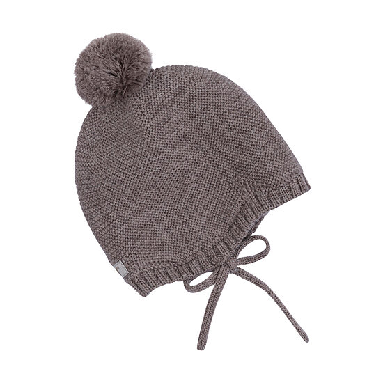 Mazuļu Adīta Merino Vilnas Cepure ar Bumbuli - Cinder Melange | HUTTEliHUT 460550-2706