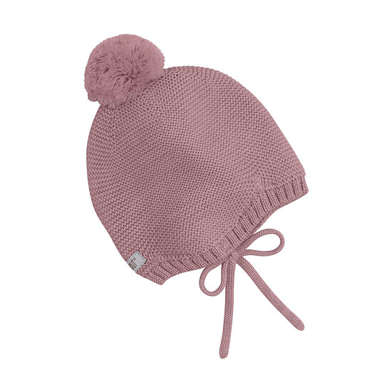 Mazuļu Adīta Merino Vilnas Cepure ar Bumbuli - Woodrose | HUTTEliHUT 460550-4200