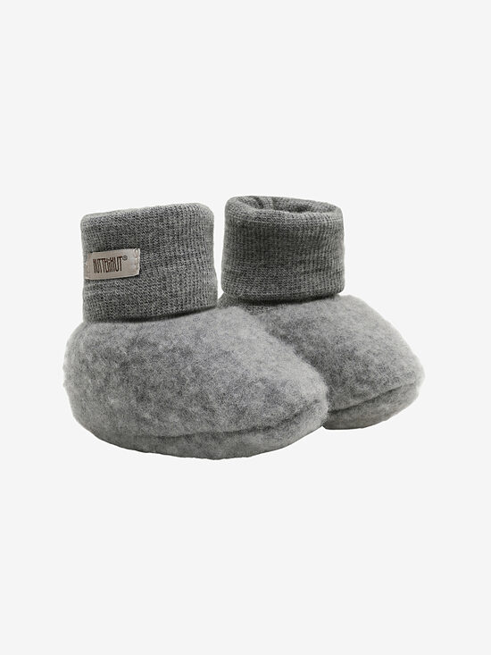 Merino Vilnas Flīsa Zābaciņi - Medium Grey Melange | HUTTEliHUT 481041-1220