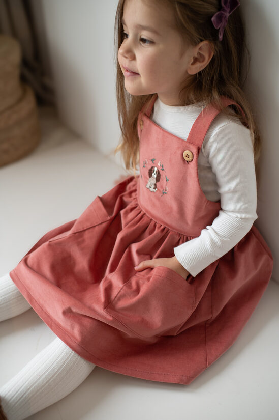 Girls’ Fine Velvet Pinafore - Pink