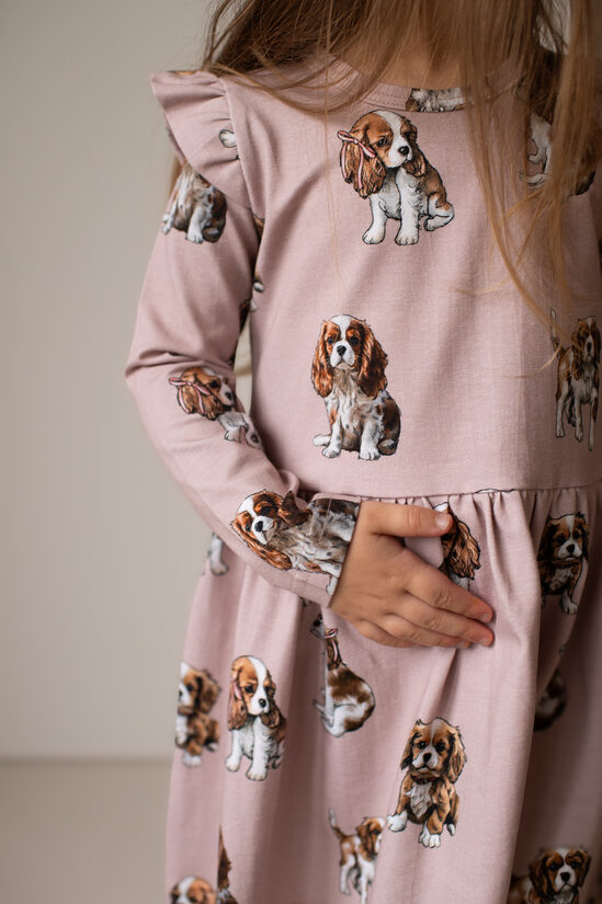Kids Dress Cavalier Puppies - Pink