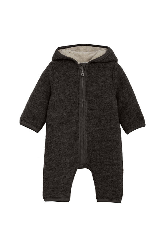 Wool Pram Suit with Lining - Dark Brown Melange | HUTTEliHUT 