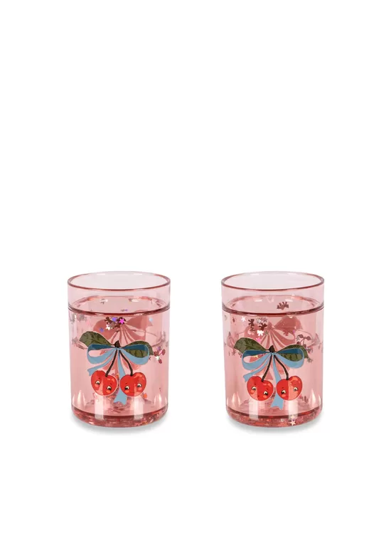 2-Pack Glitter Cups for Kids - Cherry Bow | Konges Slojd KS103024