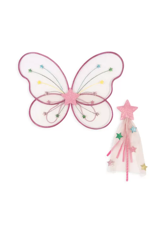 Fairy Rainbow Costume with Wings and Wand - Evening Sand | Konges Slojd KS103250