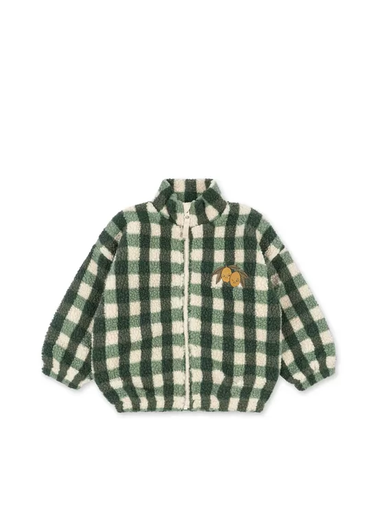 Jody Teddy Flīsa Jaka Bērniem - Green Check| Konges Slojd KS104868
