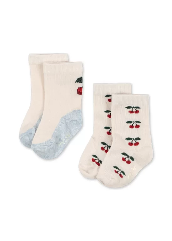 Socks 2-pack Jacquard Cherry - Cherry Mix | Konges Sløjd KS105222