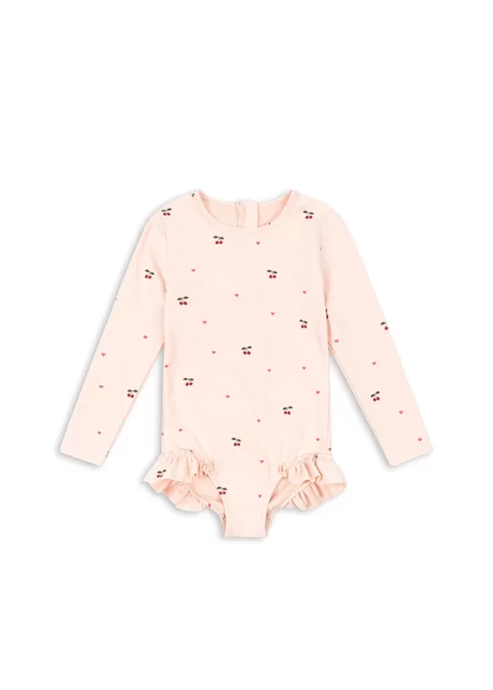 Long Sleeve Swimsuit Merle - Cherry Coeur Rose | Konges Sløjd KS105473
