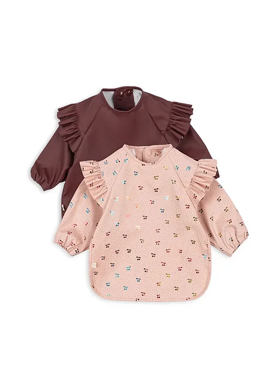 2 Pack Dinner Bib With Sleeves - Konges Slojd - Cherry Glitter KS105839